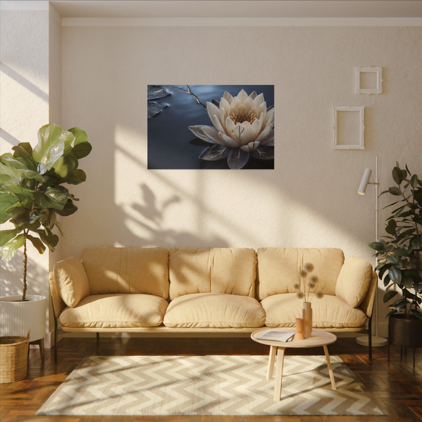 Beautiful Lotus Flower Canvas Art - Gold Vein Kintsugi