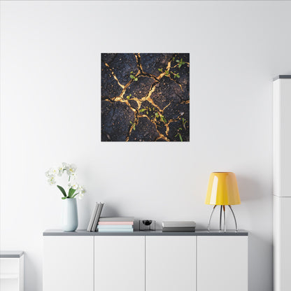 Spring Cracked Earth Crackle Gold Canvas Art | Healing Decor