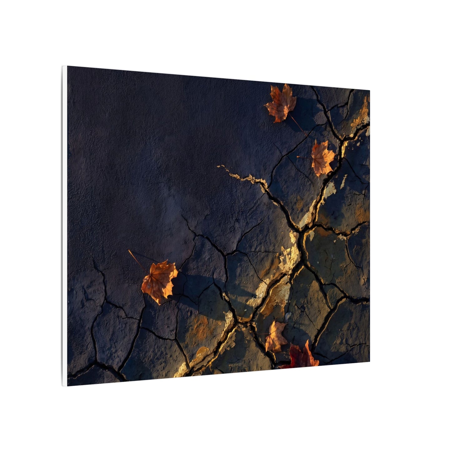 Cracked Earth Canvas Art | Autumn Dark Japandi Dark Texture Art