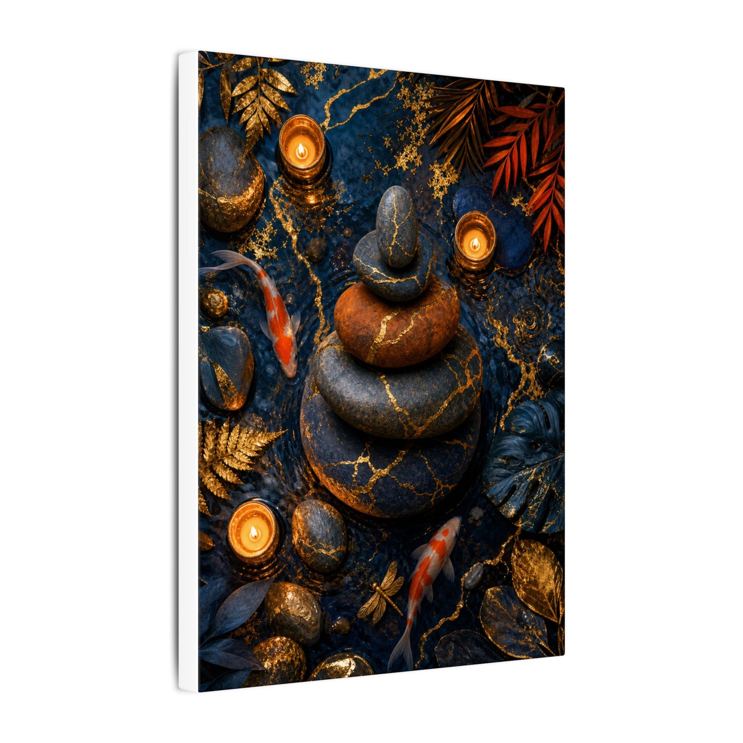 Summer River Stones Gold Vein Canvas Art | Resilient Decor