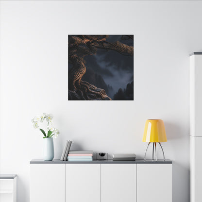 Bold Pine Tree Canvas Art - Shadow Zen Dark Japandi