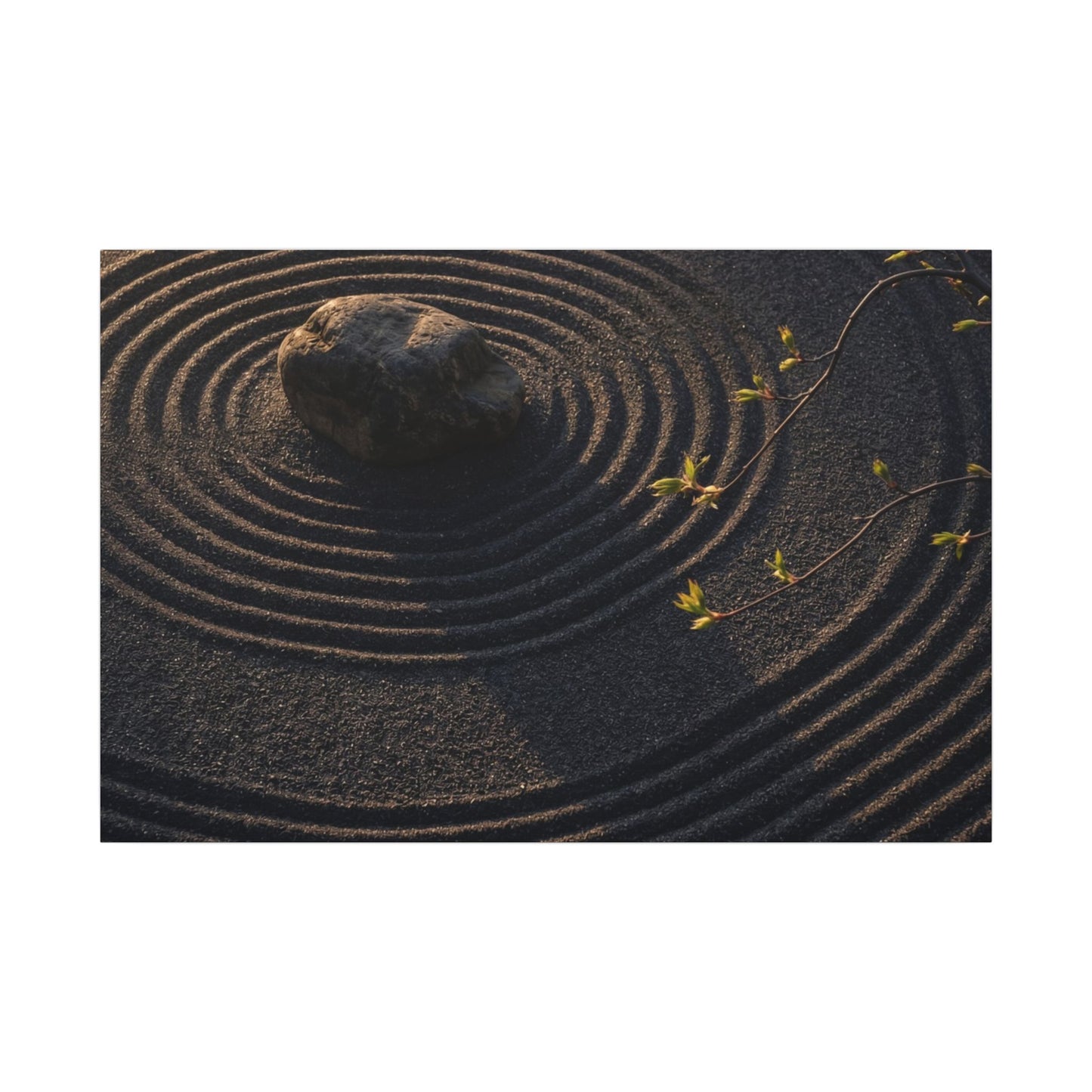 Rock Garden Shadow Zen Canvas Art | Bold Dark Japandi Art Art Print