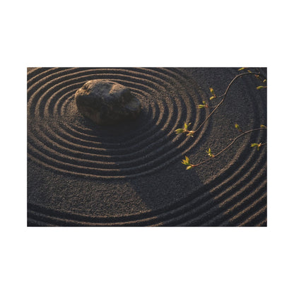 Rock Garden Shadow Zen Canvas Art | Bold Dark Japandi Art Art Print