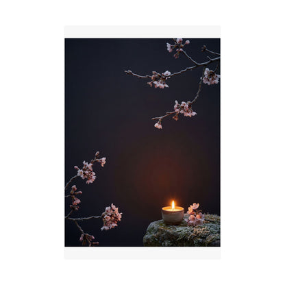 Cherry Blossom Wall Art Print | Winter Dark Japandi Moody Minimal Art