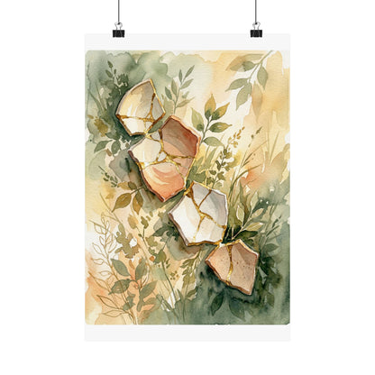 Ma Broken Pottery Wall Art Print - Japandi Watercolor Art Print