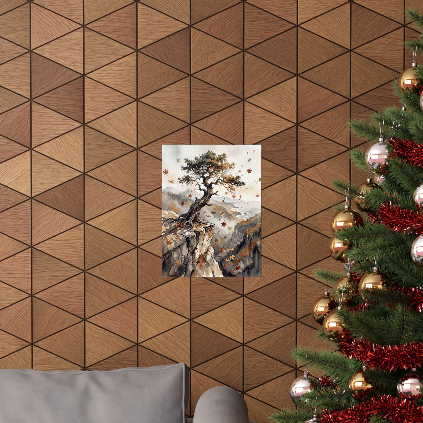 Pine Tree Watercolor Wall Art Print | Earthy Japandi Art
