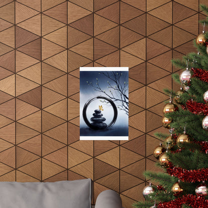 Zen River Stones in Dawn | Enso Wall Art Print