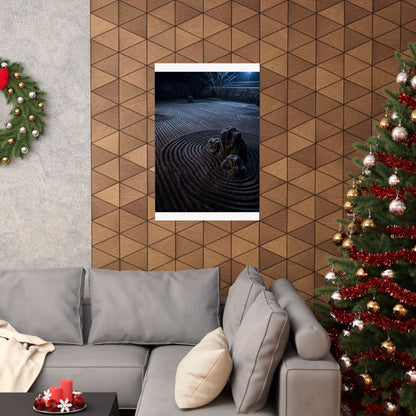 Bold Rock Garden Wall Art Print - Moody Minimal Dark Japandi