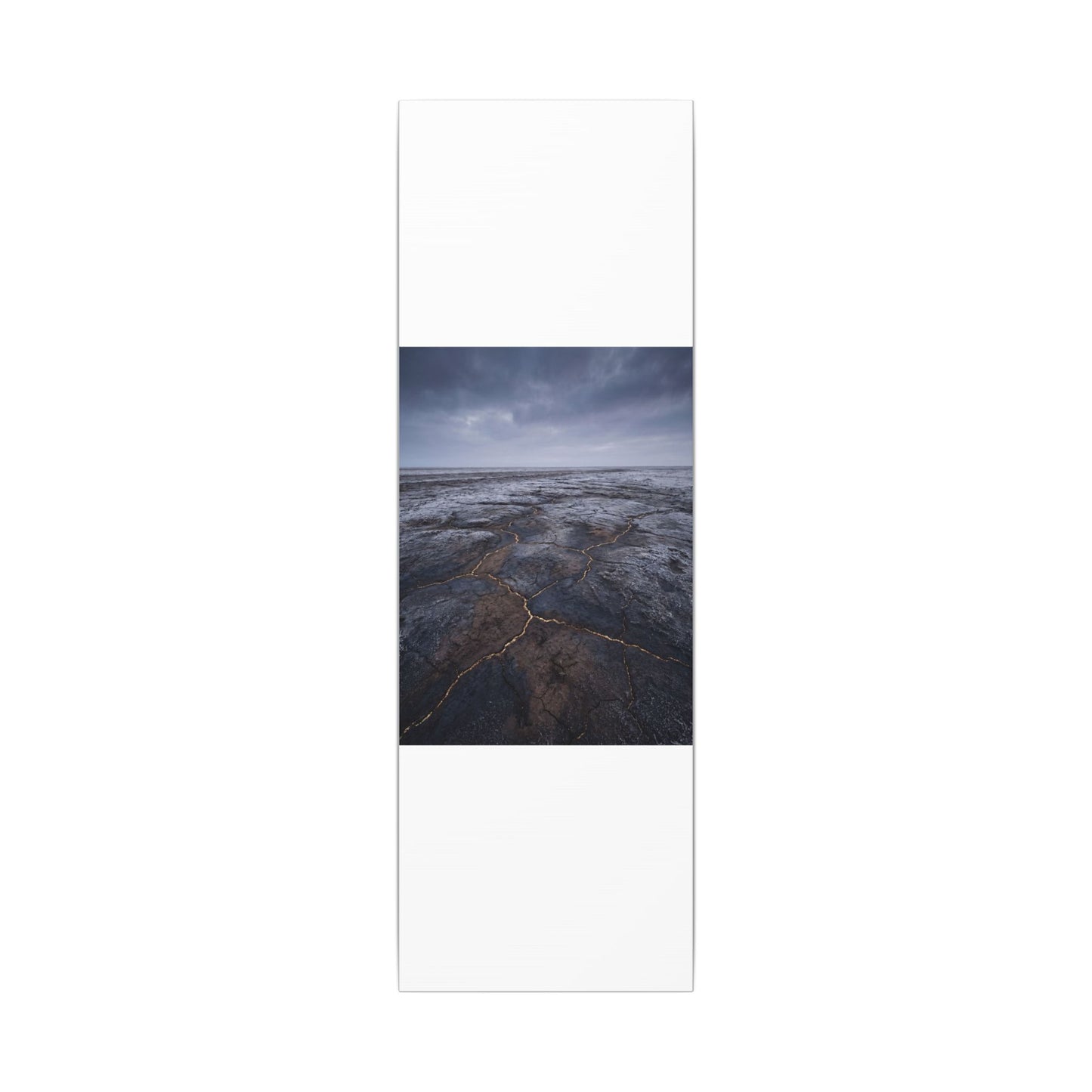 Dark Japandi Cracked Earth in Overcast | Dark Texture Canvas Art