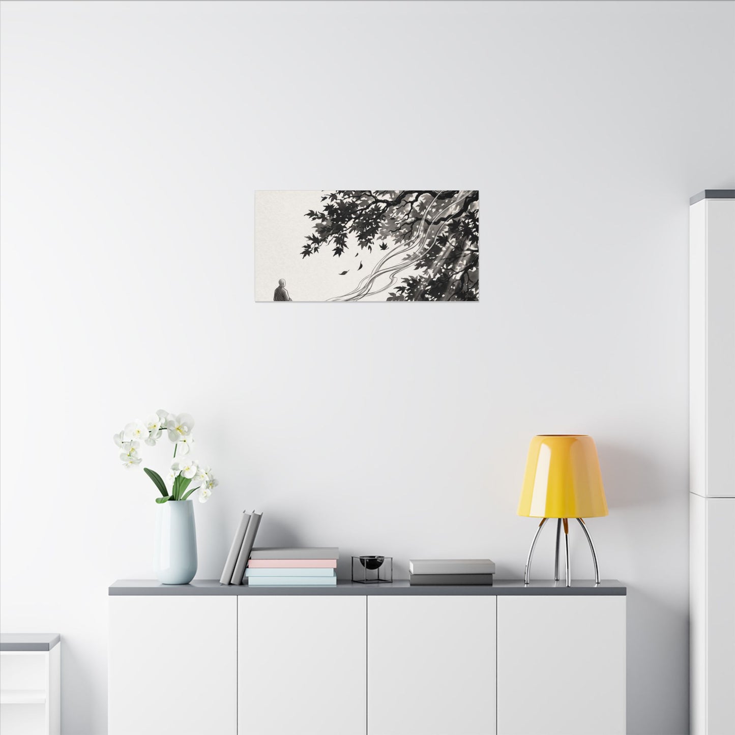 Serene Incense Smoke Canvas Art - Ukiyo E Inspired Zen