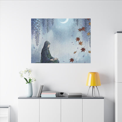 Zen Wisteria in Moonlight | Ukiyo E Inspired Canvas Art