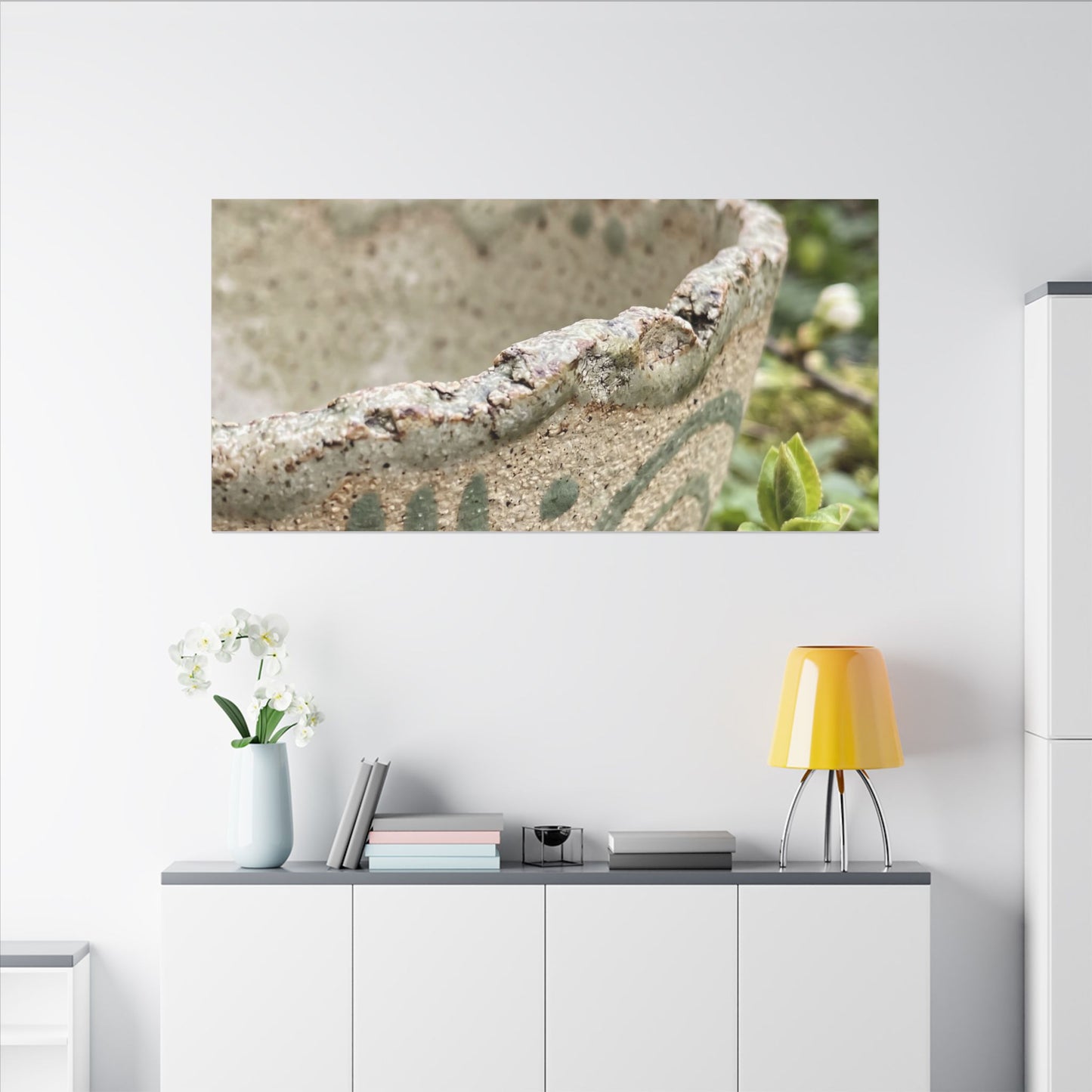 Elegant Ceramic Bowl Canvas Art - Japanese Pattern Japandi