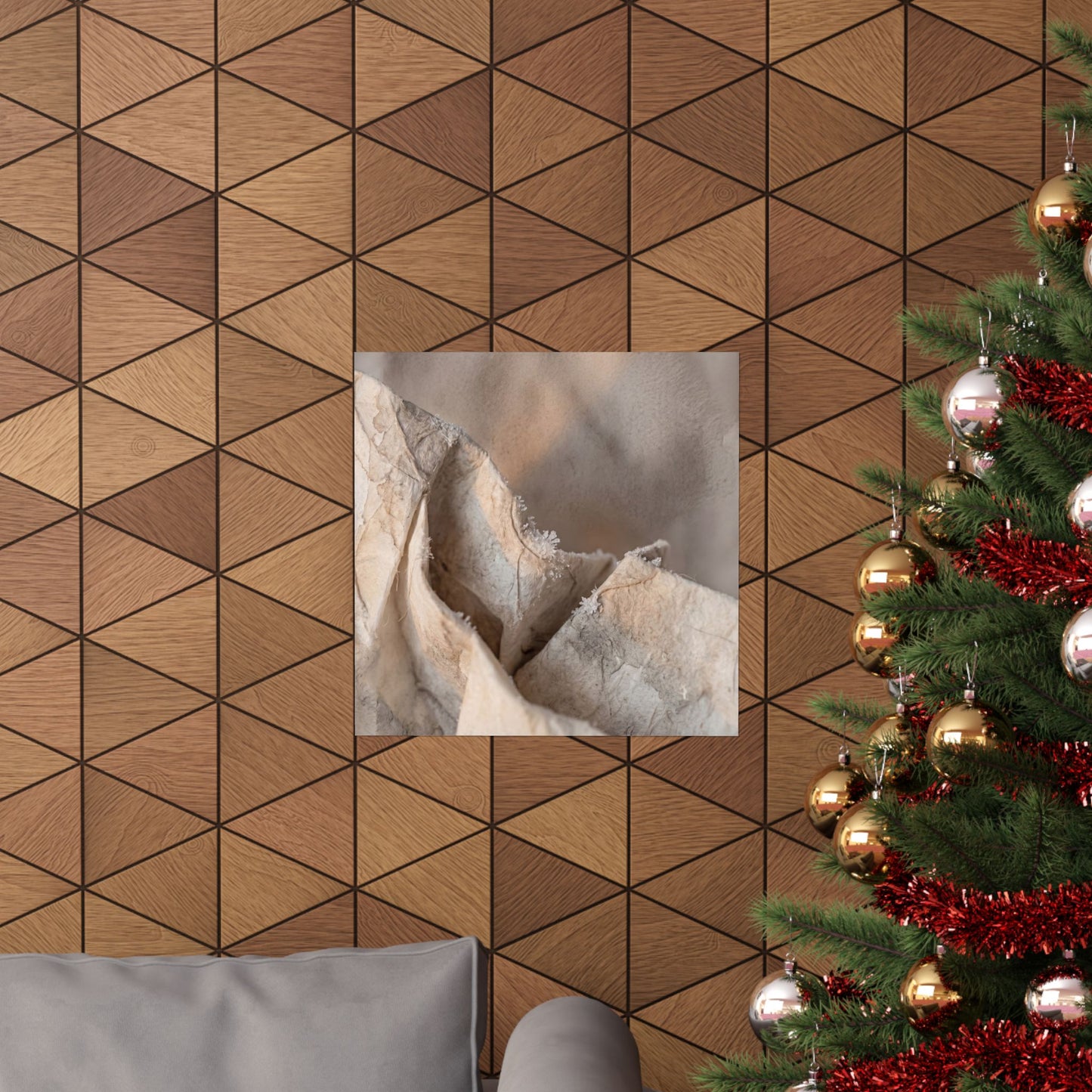 Winter Paper Fold Watercolor Wall Art Print | Elegant Decor
