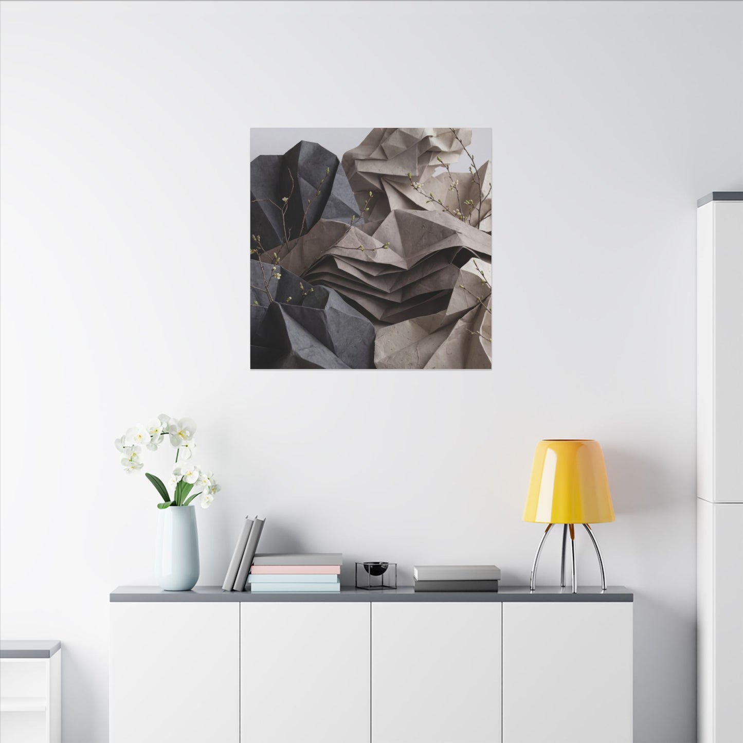 Neutral Paper Fold Canvas Art - Texture Japandi