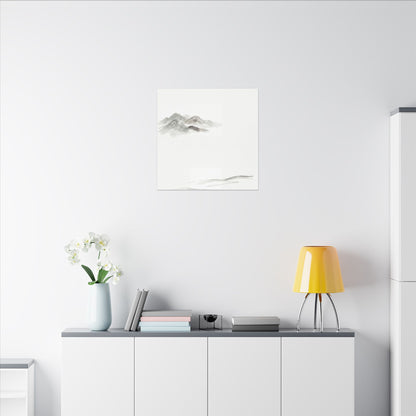 Winter Mountain Mist Minimal Line Canvas Art | Elegant Decor