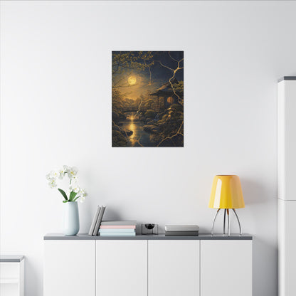 Spring Moonlit Garden Gold Vein Canvas Art | Resilient Decor