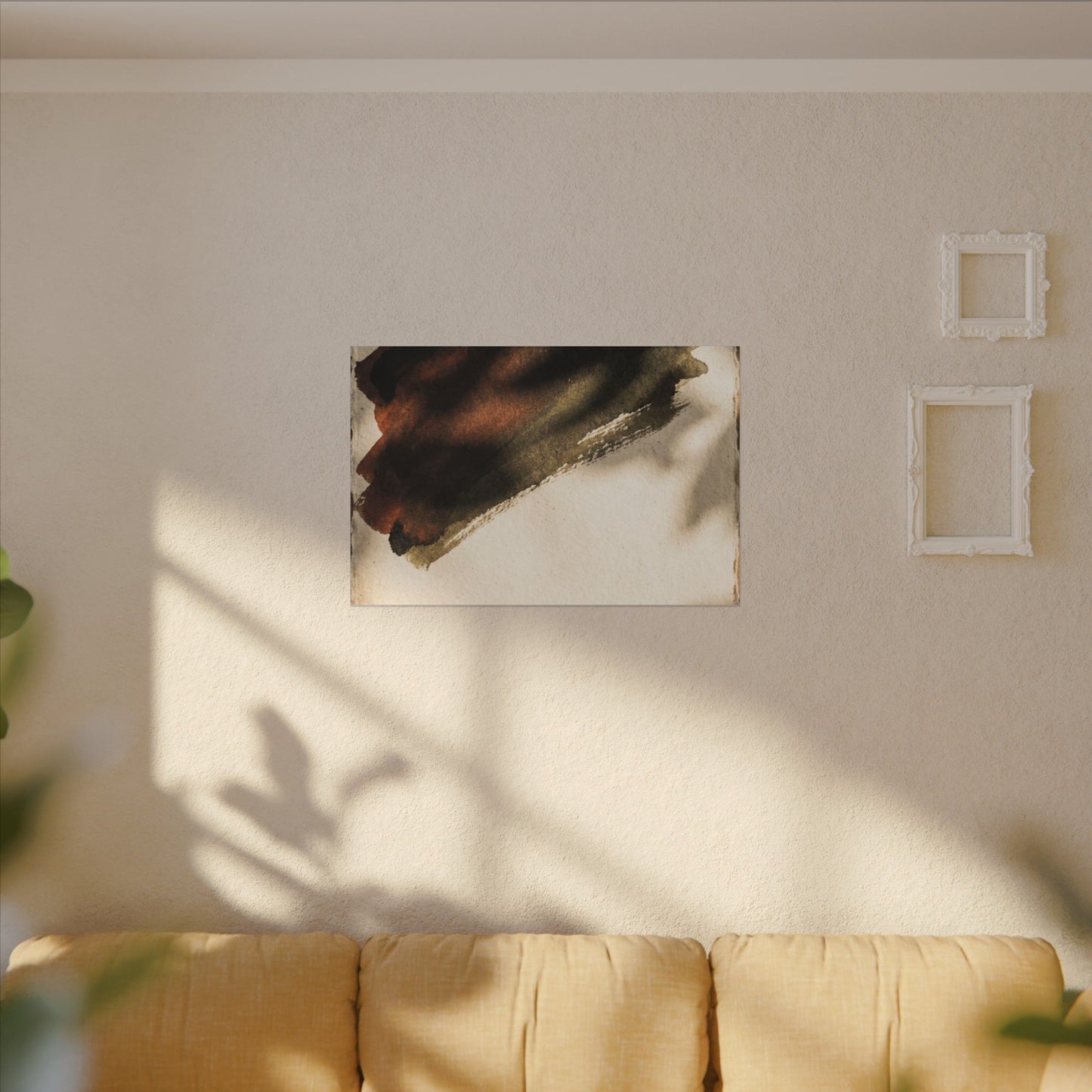 Ink Brushstroke Canvas Art | Summer Dark Japandi Moody Minimal Art