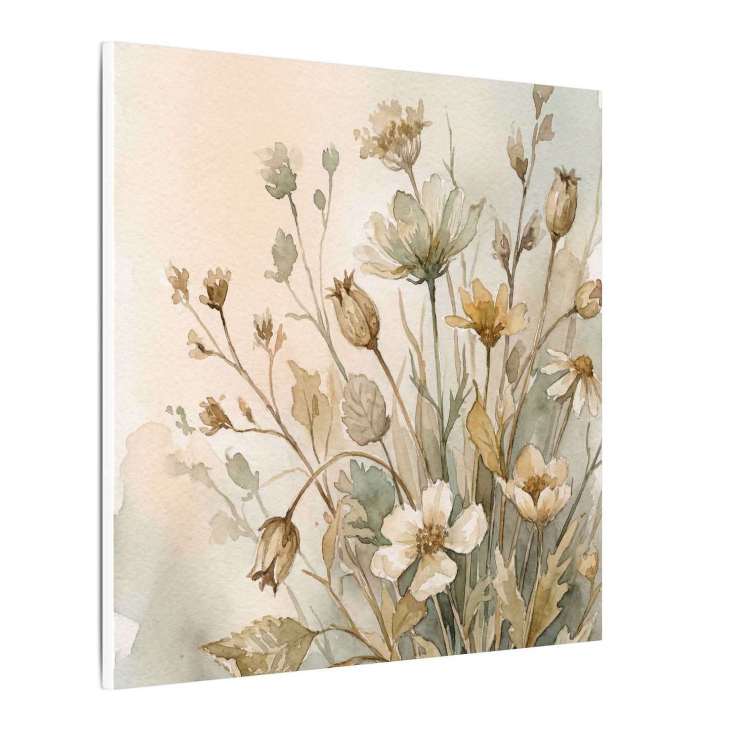 Summer Dried Flowers Watercolor Canvas Art | Elegant Decor
