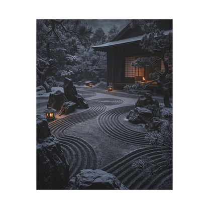 Candlelight Rock Garden Canvas Art - Dark Japandi Fukinsei