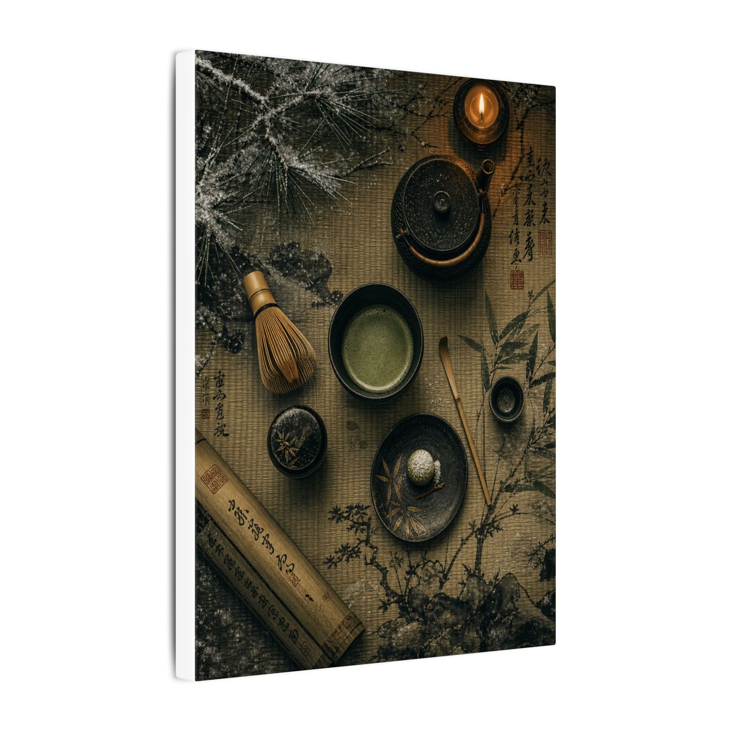 Tea Ceremony Canvas Art | Winter Zen Ukiyo E Inspired Art