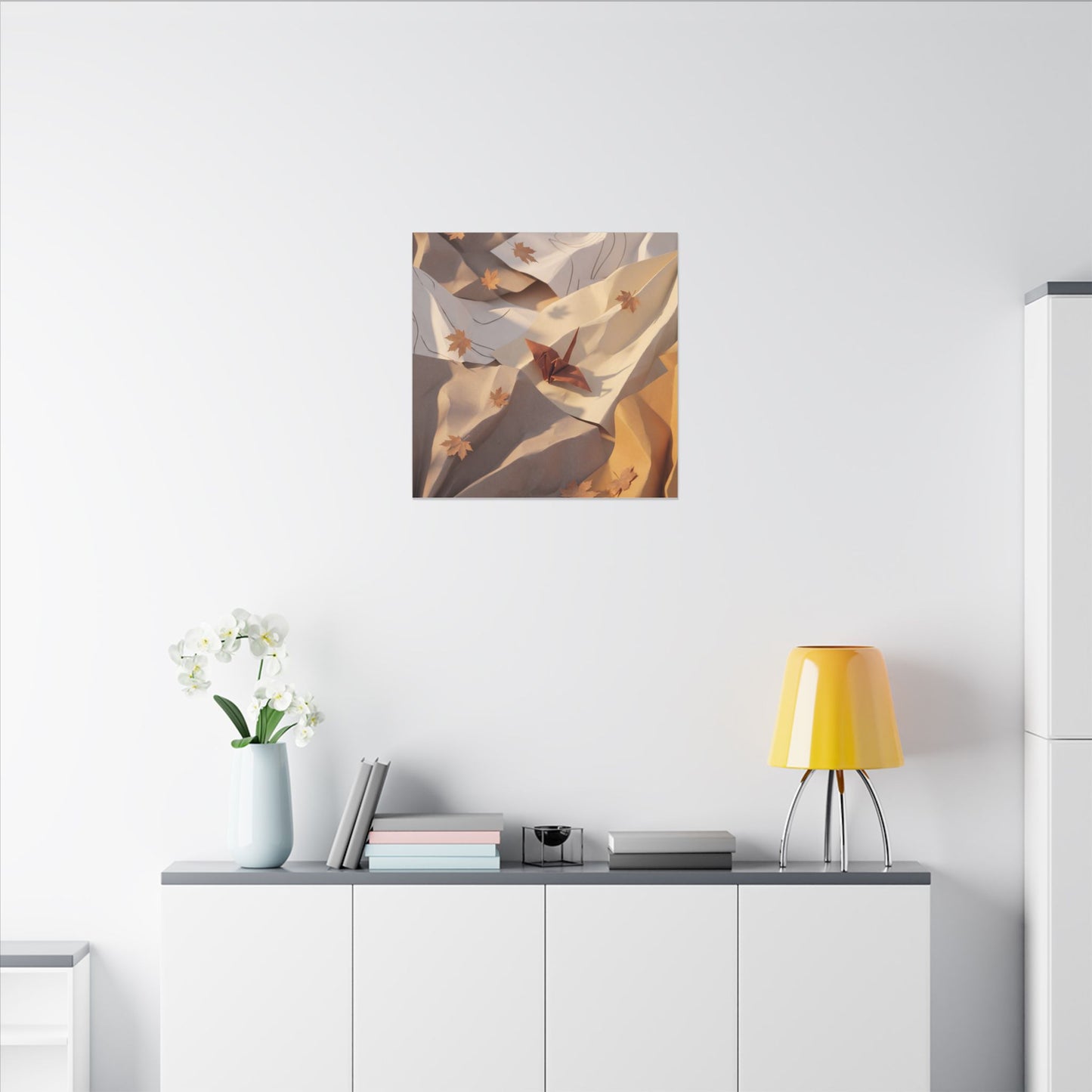 Autumn Paper Fold Minimal Line Canvas Art | Cozy Decor