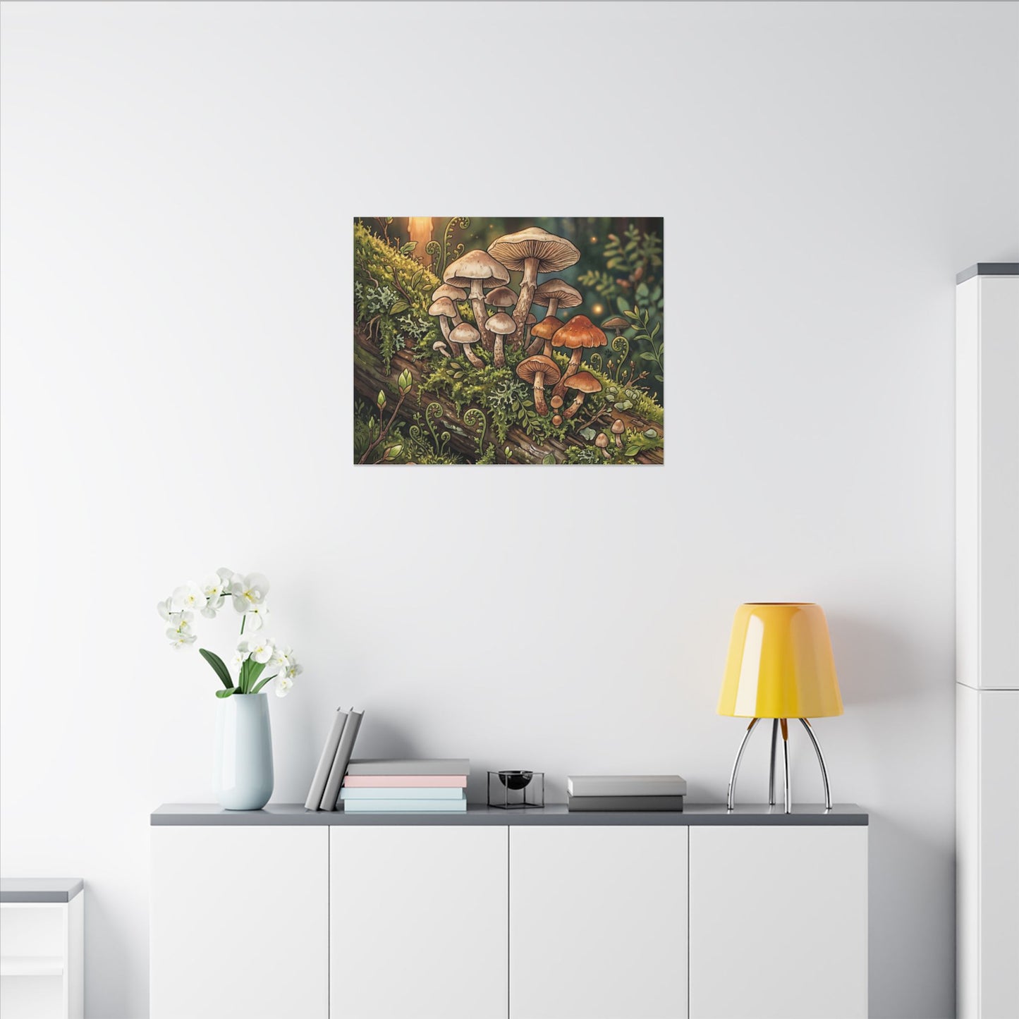 Spring Wild Mushrooms Herbarium Canvas Art | Rustic Decor