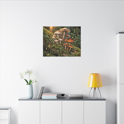 Spring Wild Mushrooms Herbarium Canvas Art | Rustic Decor