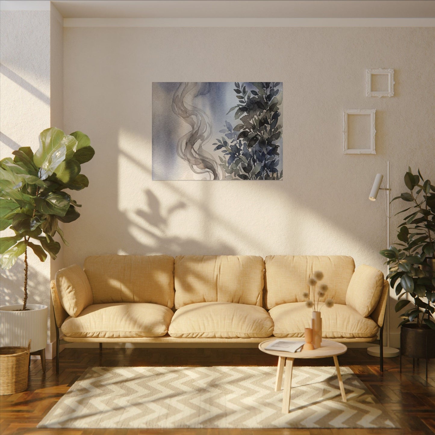 Incense Smoke Summer Canvas Art | Japandi Cozy Design
