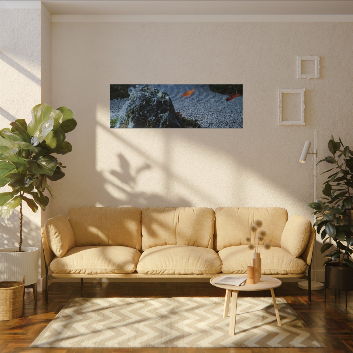 Autumn Incense Smoke Karesansui Canvas Art | Calm Decor