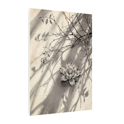 Winter Lotus Flower Sumi E Canvas Art | Contemplative Decor