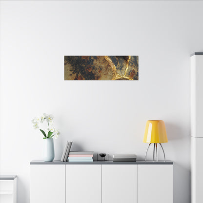 Datsuzoku Rust Patina Canvas Art - Kintsugi Crackle Gold