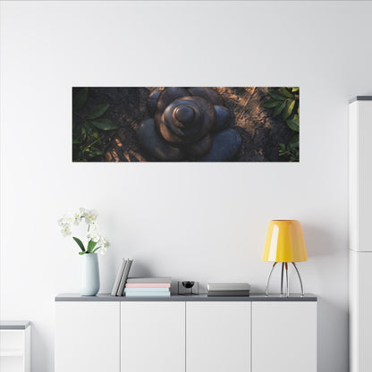 Ma River Stones Canvas Art - Dark Japandi Dark Texture