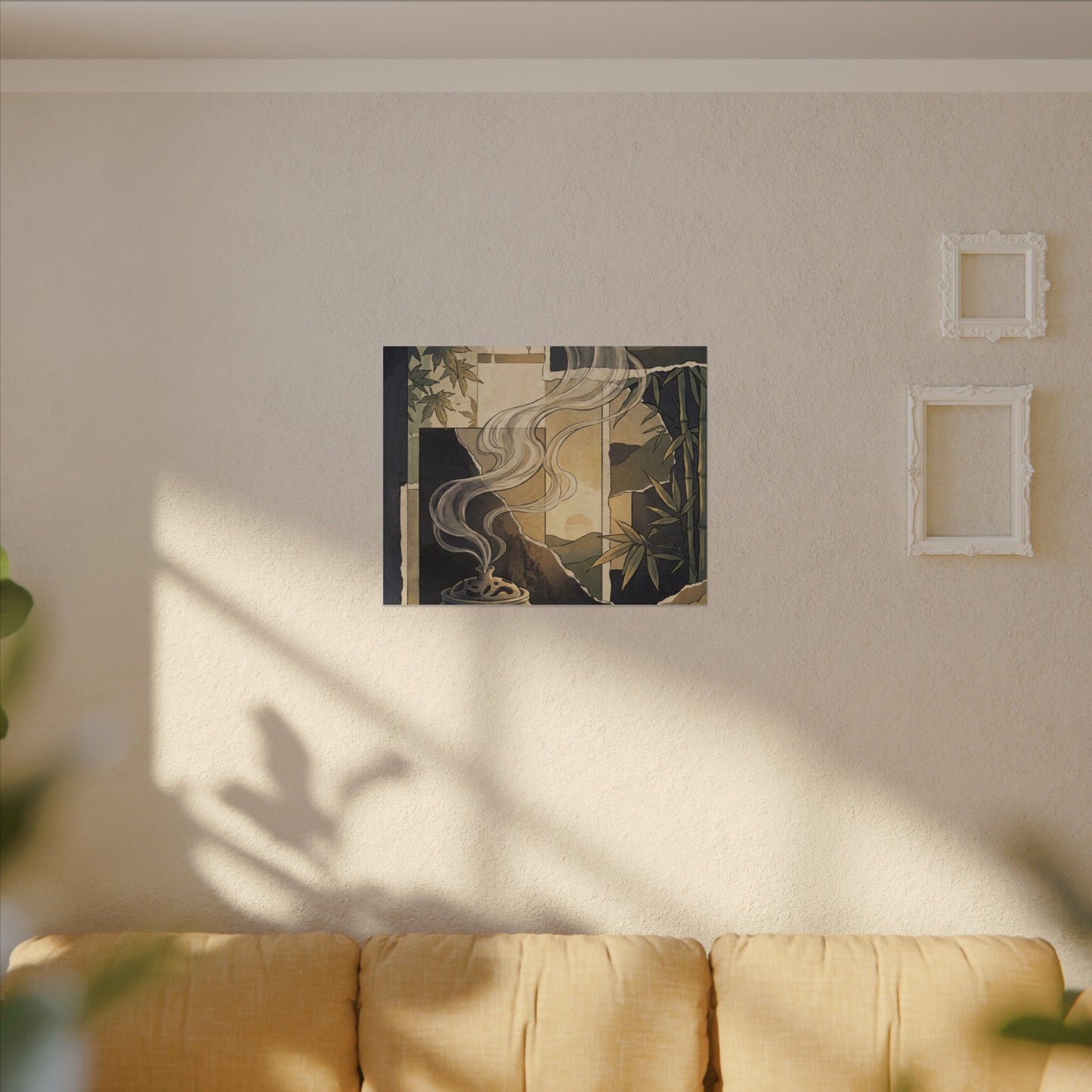 Tranquil Incense Smoke Canvas Art - Ukiyo E Inspired Zen