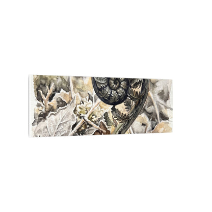 Japandi Fern Unfurling in Golden Hour | Watercolor Canvas Art