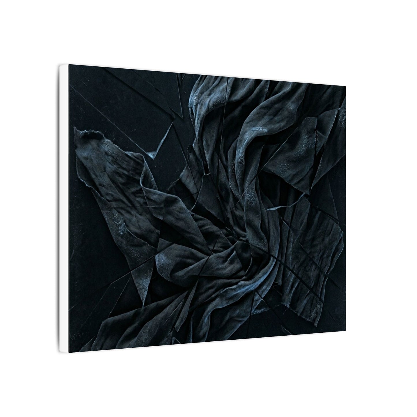 Dark Japandi Silk Drape in Moonlight | Moody Minimal Canvas Art