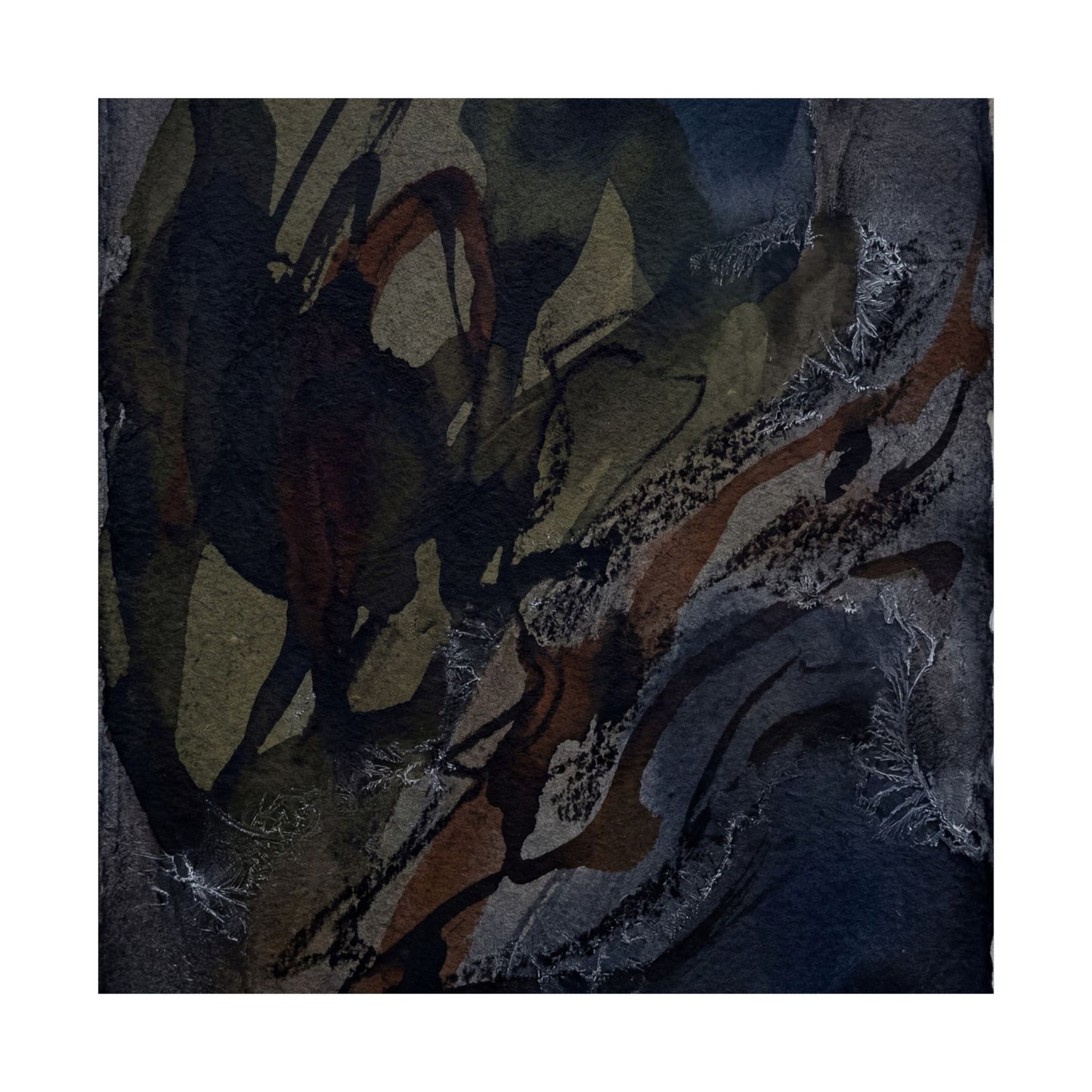 Dark Japandi Shadow Play in Overcast | Charcoal Ink Wall Art Print