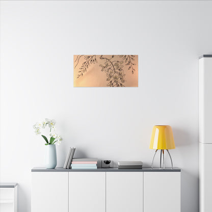 Japandi Wisteria in Candlelight | Minimal Line Canvas Art