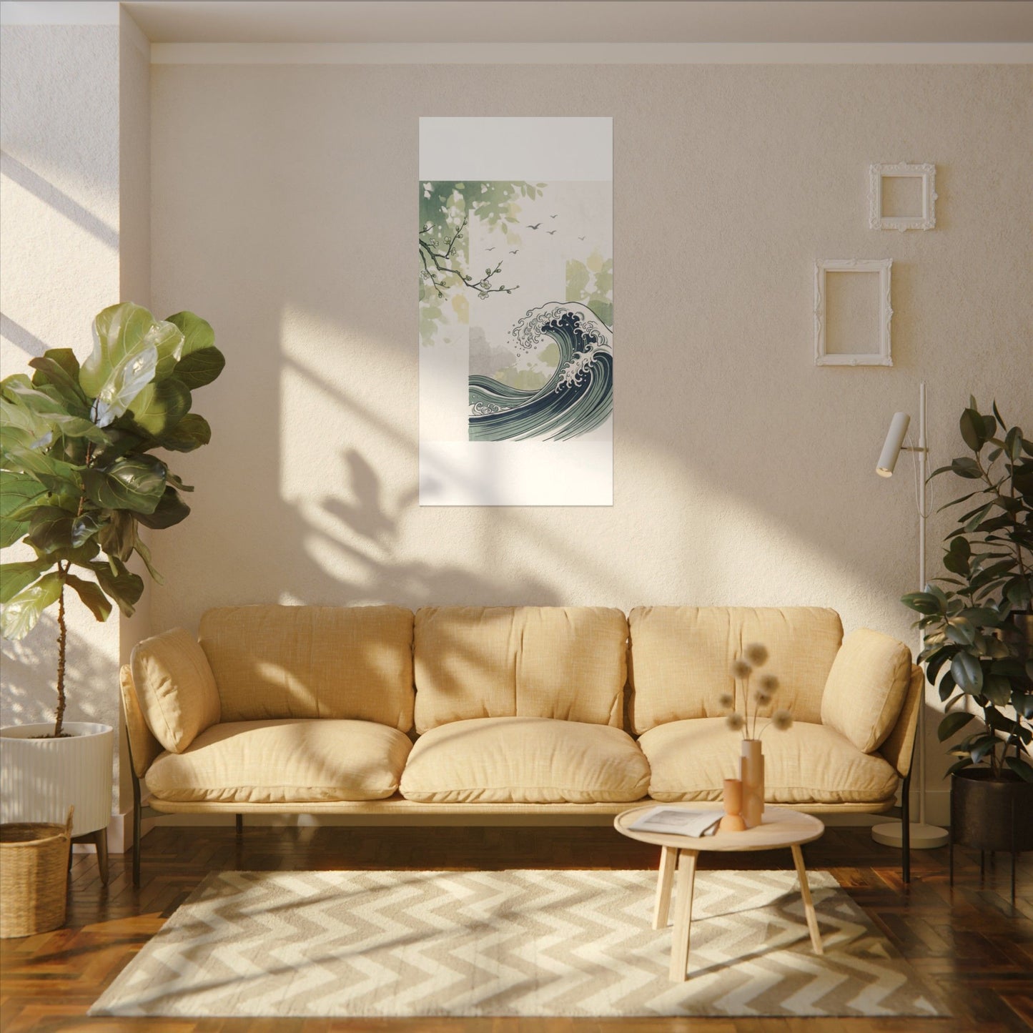 Spring Ocean Wave Ukiyo E Inspired Canvas Art | Serene Decor