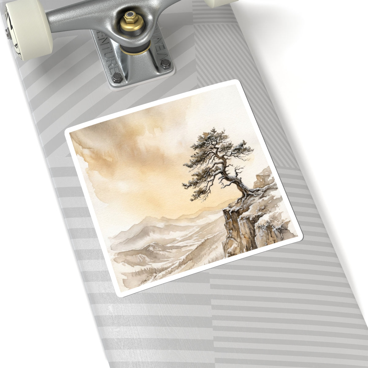 Winter Pine Tree Watercolor Sticker | Neutral Decor Art Print