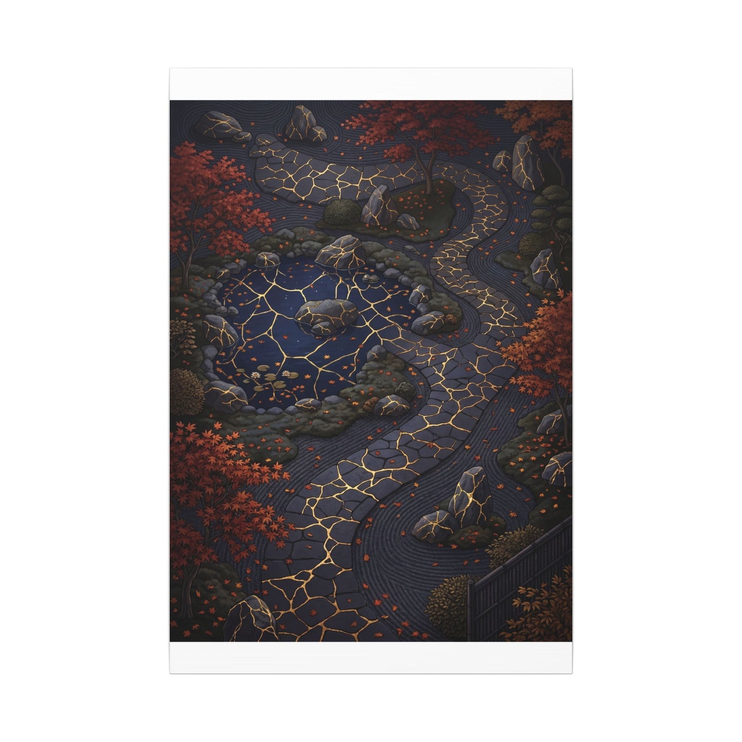 Moonlit Garden Gold Vein Canvas Art | Resilient Kintsugi Art