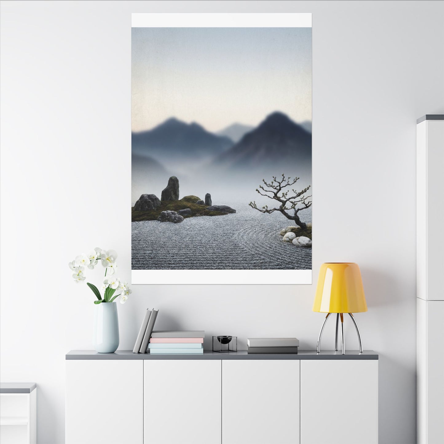 Mountain Mist Karesansui Canvas Art | Contemplative Zen Art