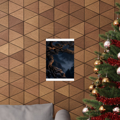 Pine Tree Shadow Zen Wall Art Print | Luxurious Dark Japandi Art