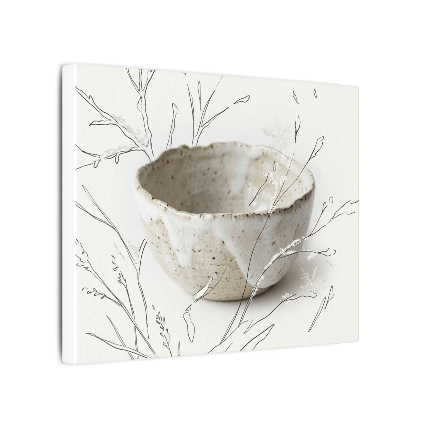 Neutral Ceramic Bowl Canvas Art - Minimal Line Japandi