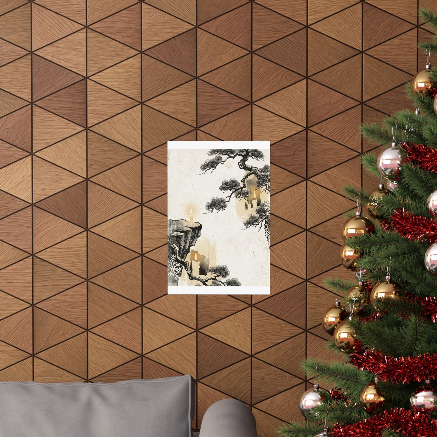 Ma Pine Tree Wall Art Print - Japandi Japanese Pattern