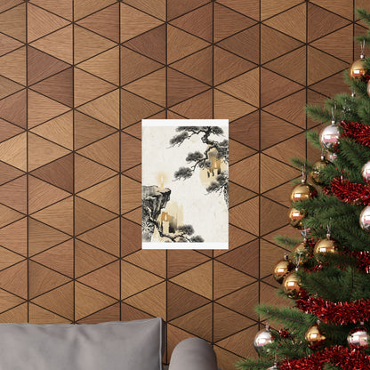 Ma Pine Tree Wall Art Print - Japandi Japanese Pattern