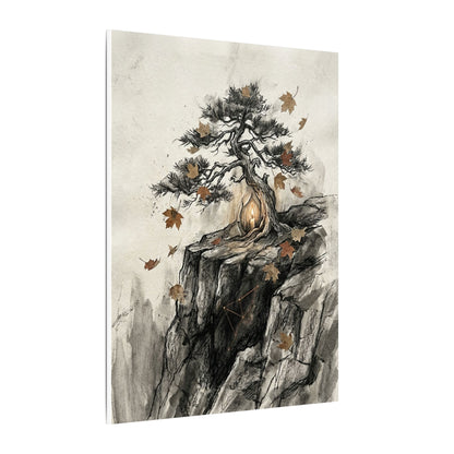 Pine Tree Autumn Canvas Art | Japandi Earthy Design