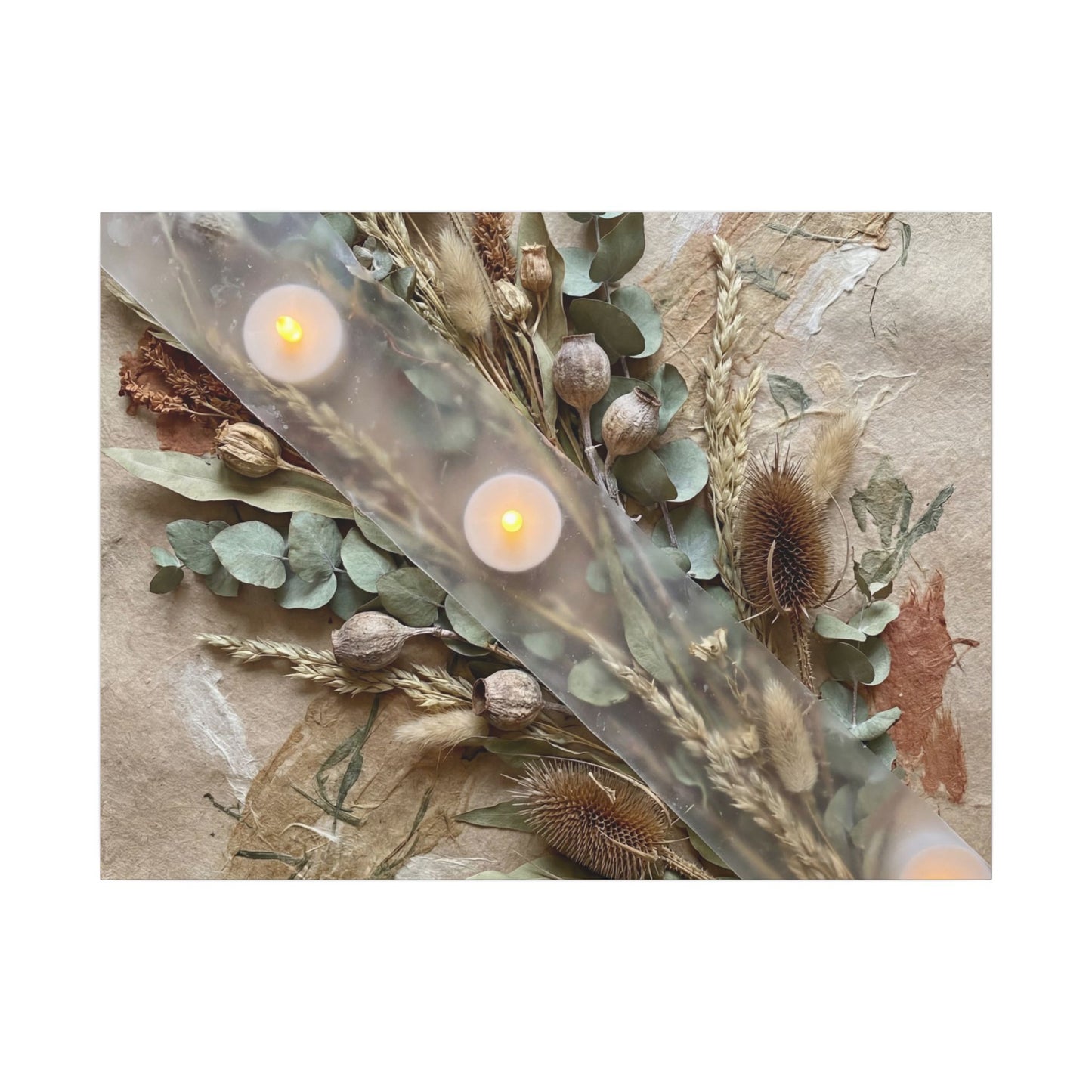 Candlelight Dried Flowers Canvas Art - Japandi Kanso Art Print