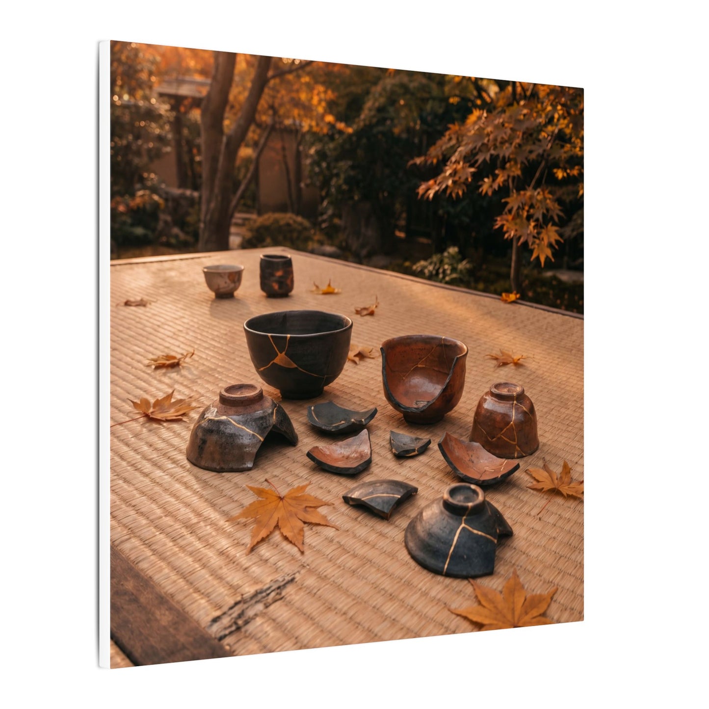Golden Hour Tea Ceremony Canvas Art - Kintsugi Shibui