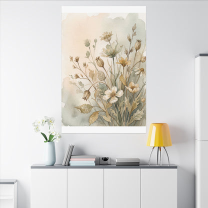 Summer Dried Flowers Watercolor Canvas Art | Elegant Decor