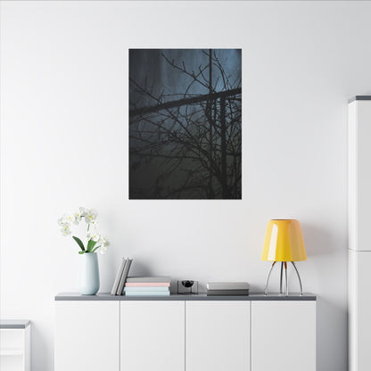 Moonlight Shadow Play Canvas Art - Dark Japandi Shibui